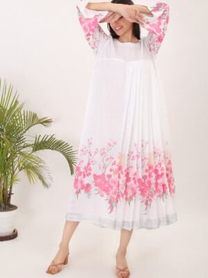 Linen printed women dress