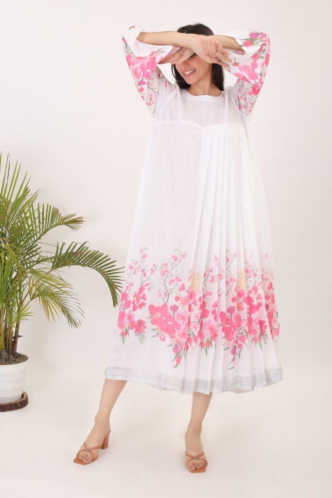 Linen printed women dress