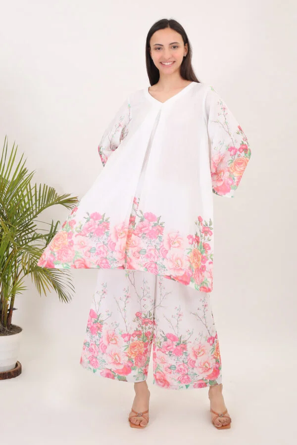 WOMEN PRINTED COTTON LINEN CORD SET