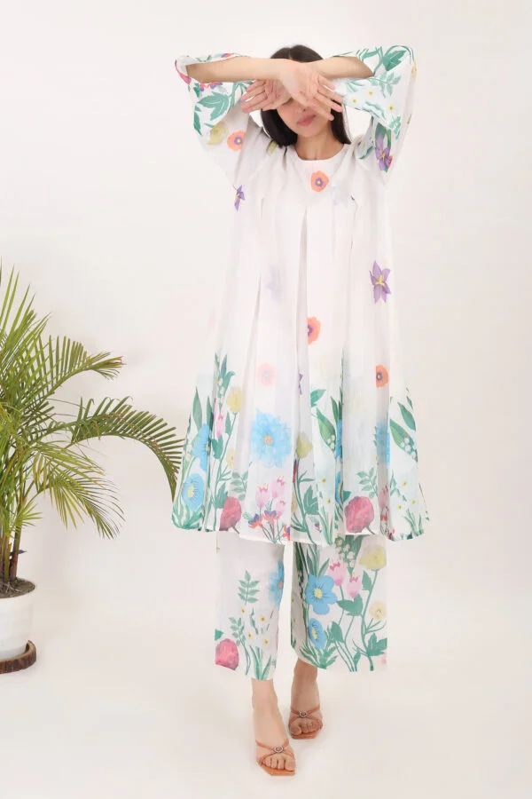 WOMEN PRINTED COTTON LINEN KURTA SET