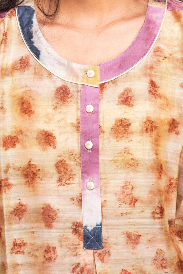 Bageeya “Amara” Natural Dyed Handcrafted Handwoven Chanderi Rohanna kurti | Crafted with Rose, Lac, Indigo - Image 3