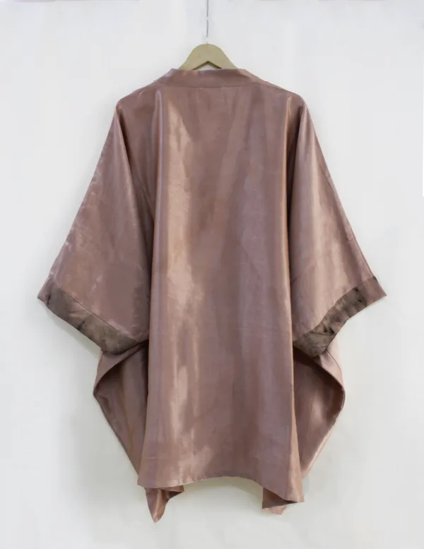 Bageeya "Shonima" Handwoven Mashru Kimono Tunic | Crafted with Katha and Khakhra leaves infused with walnut - Image 2