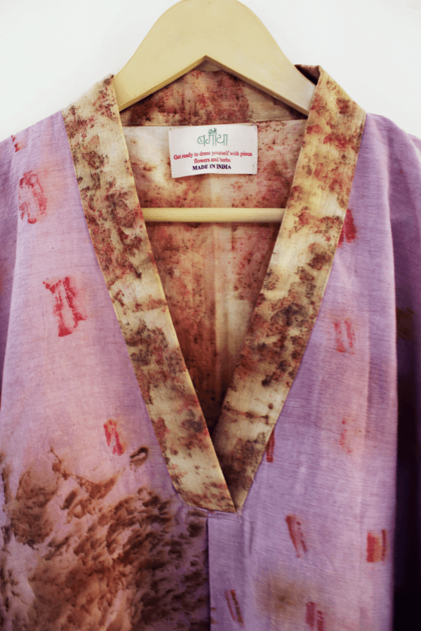 Bageeya "Sakura" Handwoven Organic Cotton Kimono Tunic | Crafted with Sacred Temple Marigolds, Roses and Lac - Image 4