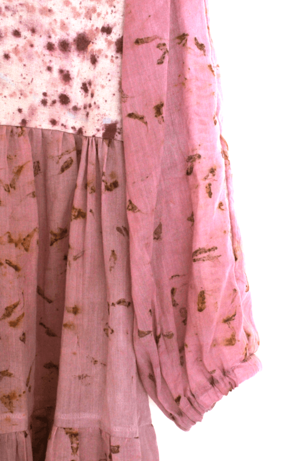 Bageeya "Hanabira” Natural Dyed Pure Mul Tiered Dress | Crafted with Lac, Marigold and detailed with lace - Image 4