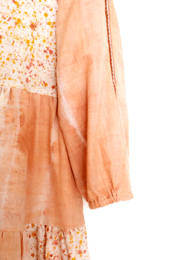 Bageeya's “Momiji” Natural Dyed Khadi Organic Cotton Tiered Dress | Crafted with Catechu and detailed with Lace - Image 6