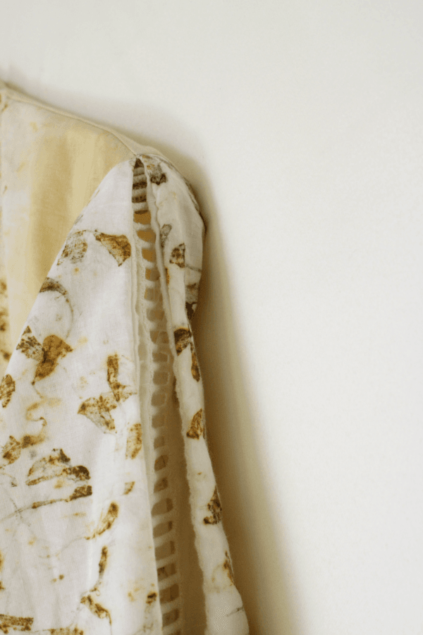 Bageeya “Yambuki” Natural Dyed Organic Cambric Cotton Tiered Dress | Crafted with Marigold and Harda and detailed with Lace - Image 5