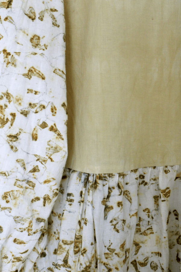 Bageeya “Yambuki” Natural Dyed Organic Cambric Cotton Tiered Dress | Crafted with Marigold and Harda and detailed with Lace - Image 2