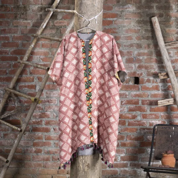 Bageeya "Sursli Sundri" Reversible Khadi Tussar cotton Pasban Jacket | Crafted with Marigold and Block Print detailed with Brocade pockets - Image 2