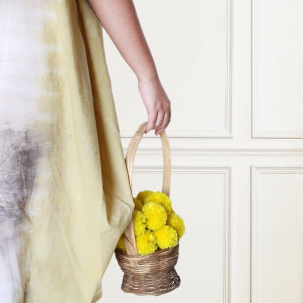 Bageeya "Haldi hues" Cambric Organic cotton Cowl Dress | Crafted with Sacred Temple Khakhra leaves, and Haldi - Image 2