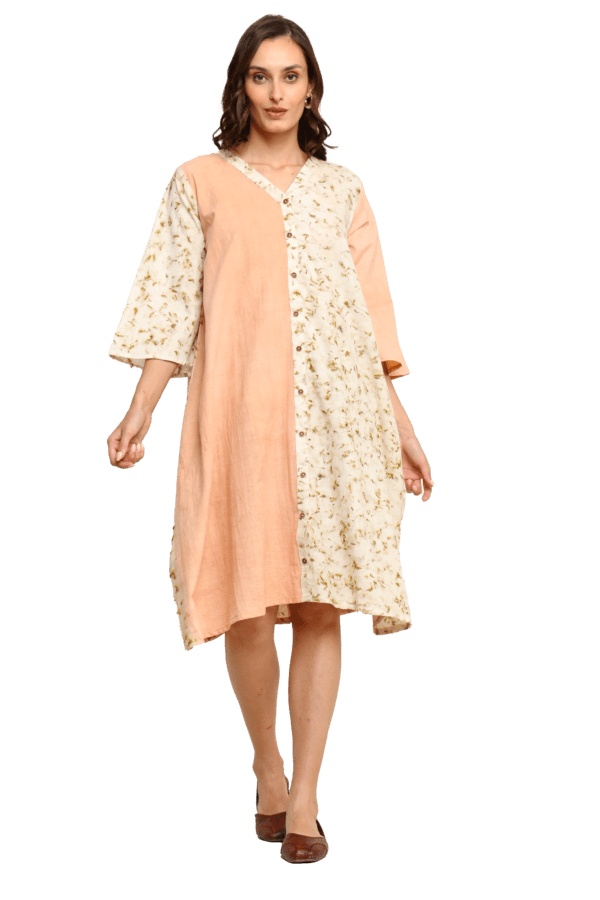 Bageeya "Sunrise Meadow" Natural Dyed Handcrafted Handwoven cotton Button Down dress | Crafted with Sacred temple Marigold and herbs - Image 2