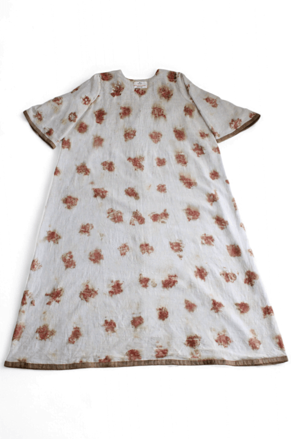 Bageeya's "Tarini" Handwoven Zari Chanderi and Organic Cotton Dress | Crafted With Sacred Temple Rose Flowers - Image 3