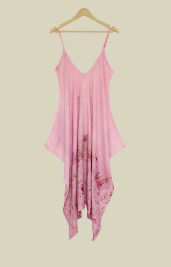 Bageeya “ Yama ” Natural Dyed Handcrafted Handwoven Mul Handkerchief dress | Crafted with Sacred Temple Marigolds and lac