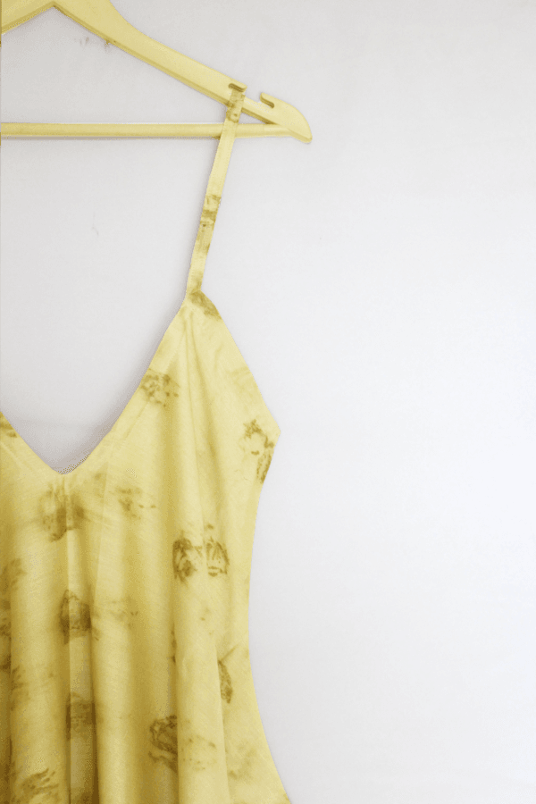 Bageeya “Yuzu” Natural Dyed Handcrafted Handwoven Chanderi Handkerchief dress | Crafted with Sacred Temple Rose and haldi - Image 4