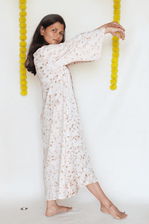 Bageeya “ Kusumi ” Natural Dyed Handcrafted Organic Bamboo Button Down dress | Crafted with Sacred temple Marigold - Image 2