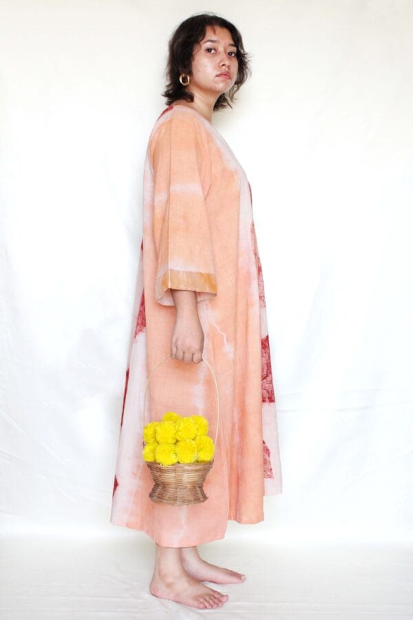 Bageeya “Rani Rang ” Natural Dyed Handcrafted Organic Cotton Button Down dress | Crafted with Sacred temple Manjishhta, Khakhra leaves - Image 3