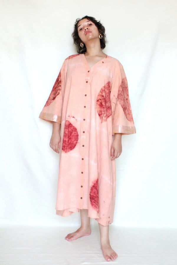 Bageeya “Mrigank ” Natural Dyed Handcrafted Organic Cotton Button Down dress | Crafted with Sacred temple Manjishhta, Khakhra leaves - Image 4