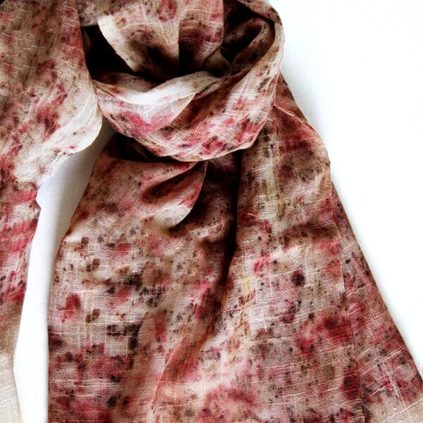 Bageeya Rose Whisper Handcrafted Linen Cotton Stole | Crafted with Temple Flower Rose - Image 2