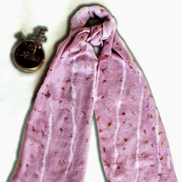 Bageeya Sparsh Handcrafted Linen Cotton Stole | Crafted with Lac and Temple Flower Marigold - Image 2