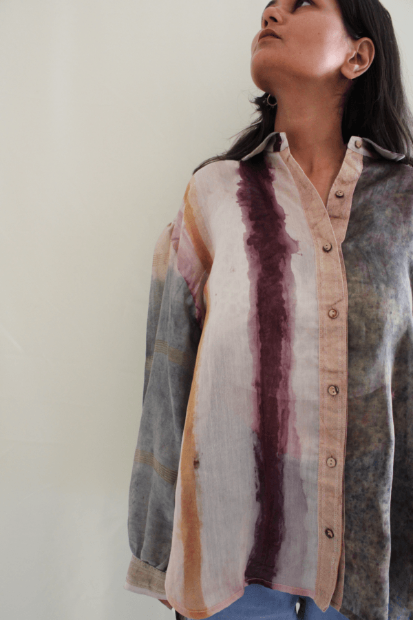 Bageeya "Ameen" Handwoven Maheshwari Silk Shirt | Crafted with Ayurvedic Herbs - Image 4