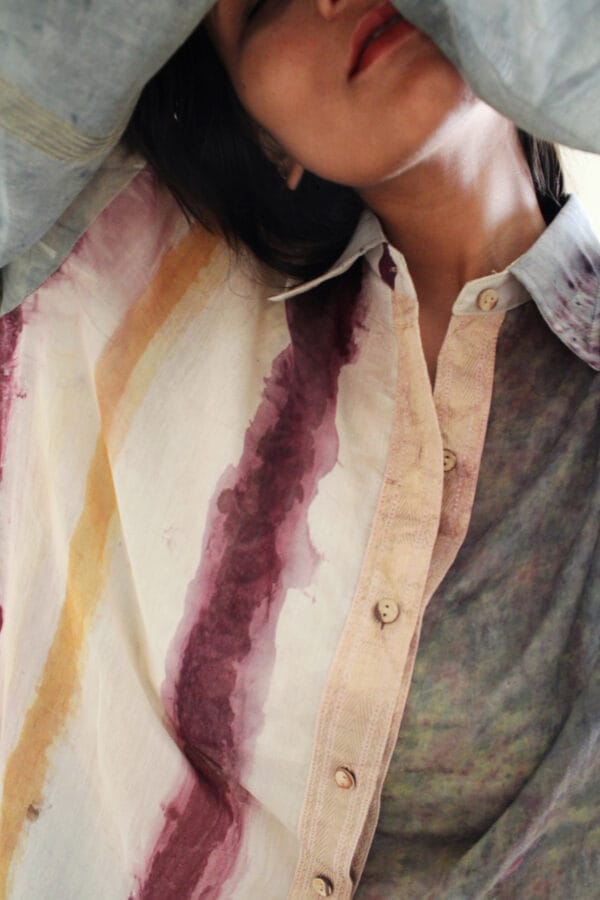 Bageeya "Ameen" Handwoven Maheshwari Silk Shirt | Crafted with Ayurvedic Herbs - Image 2