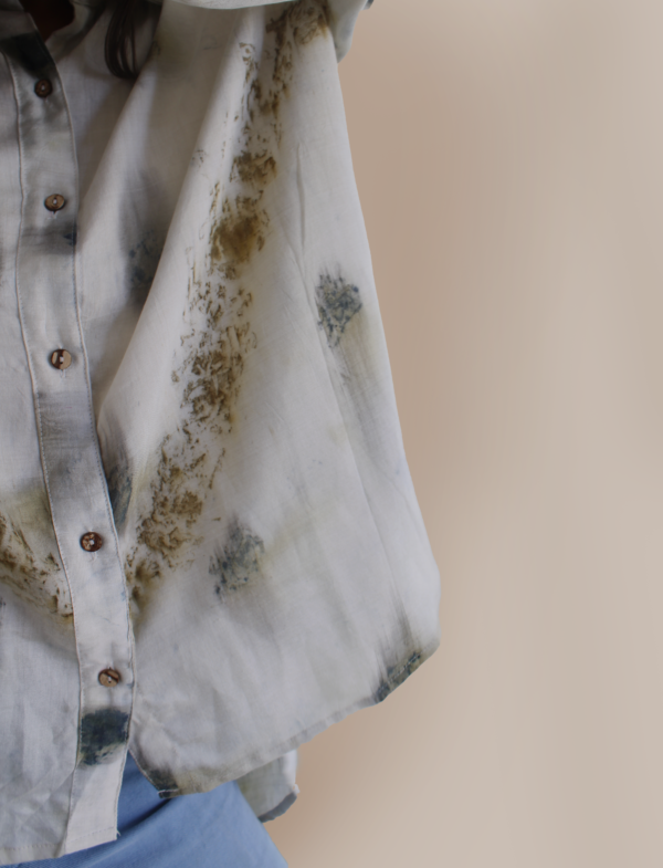 Bageeya "Umi" Handwoven Khadi Tussar Cotton Shirt | Crafted with Sacred Temple Roses and Marigolds - Image 3