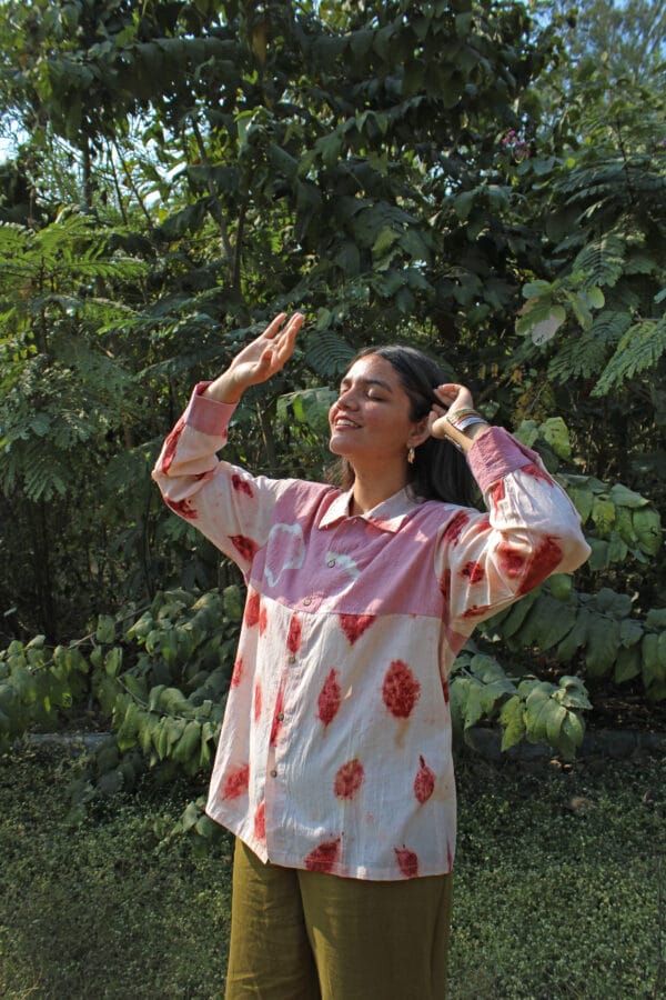 Bageeya "Yugen" Khadi Organic cotton Unisex Shirt | Crafted with Sacred Temple beel patra infused with Manjishta and Lac