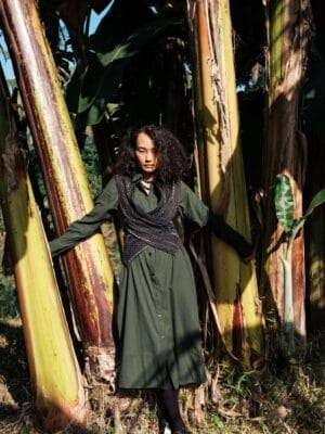 Handwoven Seattle Wrap Long Dress - Green