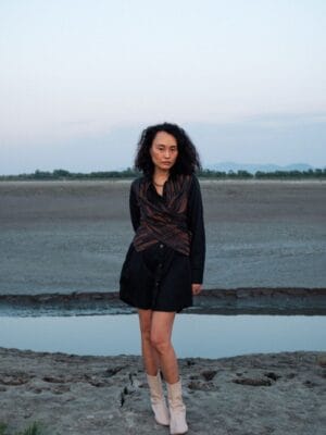 Upcycled Seattle Wrap Dress - Black Copper