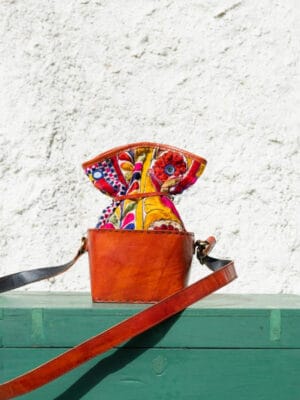 Gamthi potli handcrafted leather bag (square)
