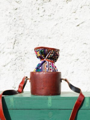 Gamthi Potli handcrafted leather bag (round)