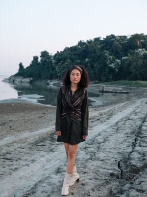 Upcycled Seattle Wrap Dress - Green