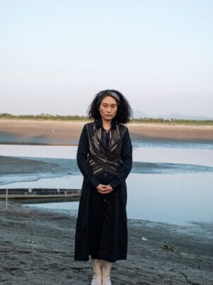 Upcycled Seattle Wrap Long Dress - Black Green