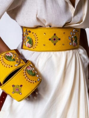 Pictionary handcrafted leather belt