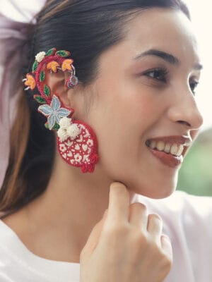 Karishma!! Handcrafted pomegranate embroidered earrings