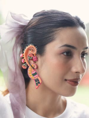 Raveena!! Handcrafted sparrow embroidered earcuffs