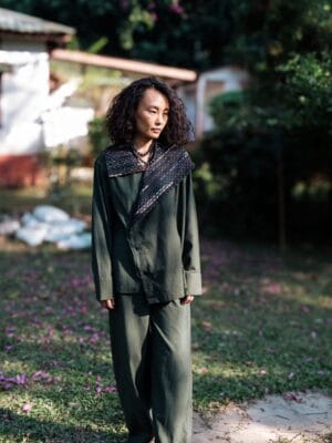 Handwoven Barrel Pants - Green