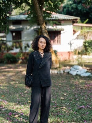 Handwoven Barrel Pants - Black