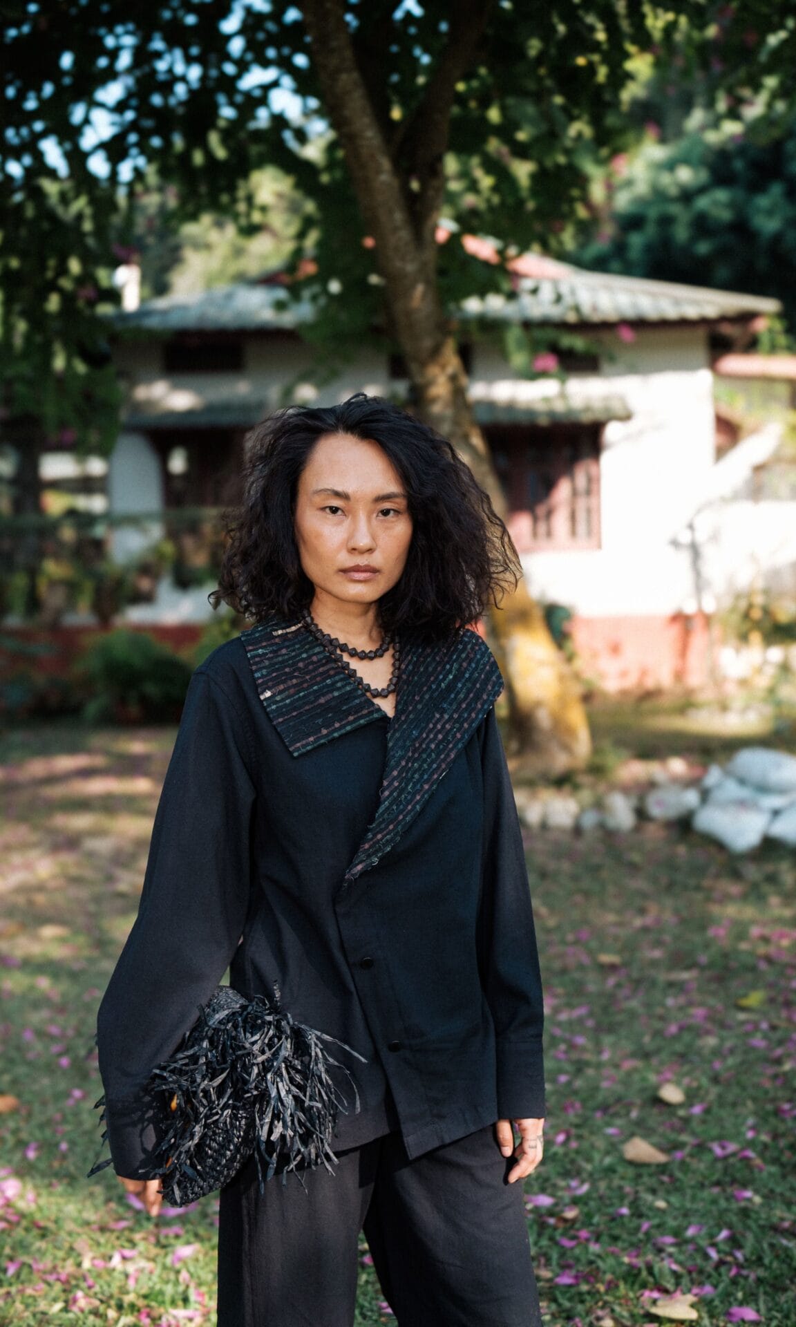 Handwoven Arrow collar shirt - Black Green