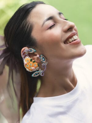 Juhi!! Handcrafted embroidered floral earcuffs