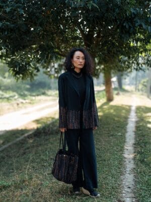 Handwoven Ying Yang Blazer - Black Copper