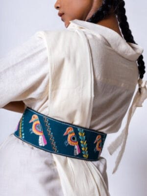 Crossword handcrafted leather belt