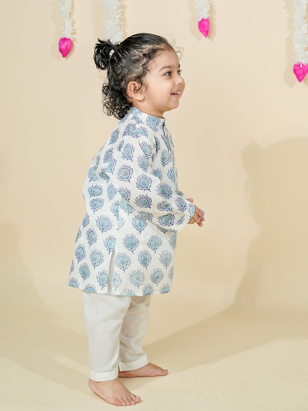 Baby Boy Peacock Peekaboo Kurta Set - Image 3
