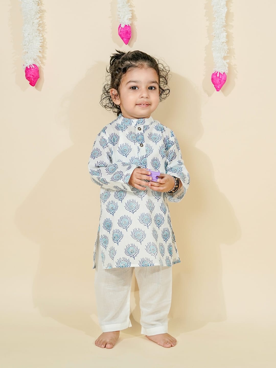 Baby Boy Peacock Peekaboo Kurta Set - Image 2