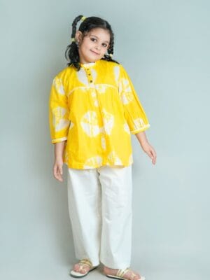 Girls Yellow Bloom Tie-Dye Co-ord sets