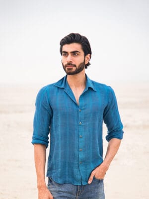 Aqua Breeze Handwoven Cotton Shirt