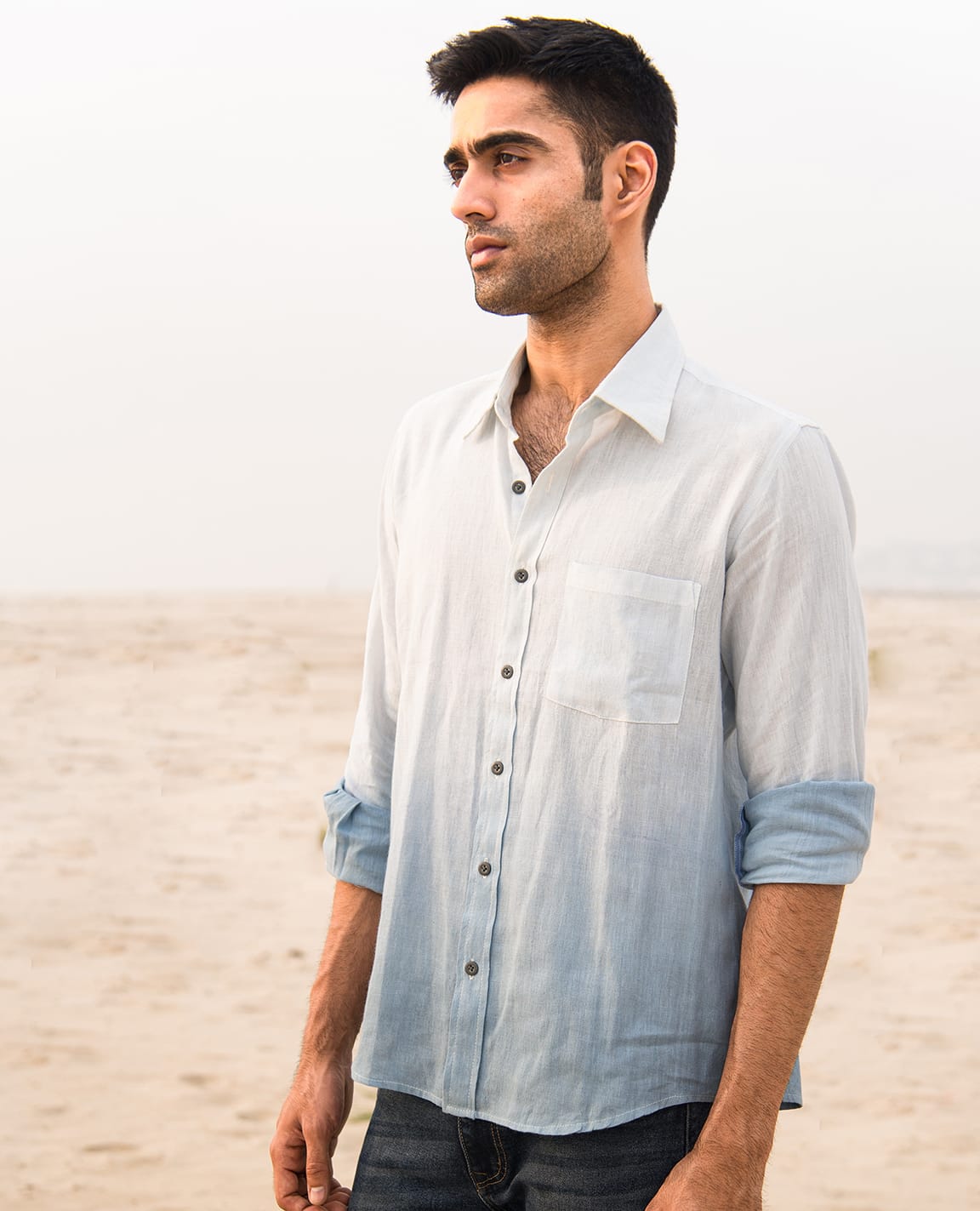 Oceanic Breeze Handwoven Linen Cotton Shirt