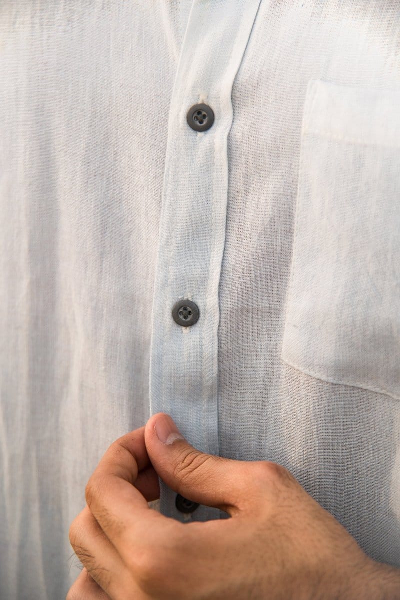 Oceanic Breeze Handwoven Linen Cotton Shirt - Image 2