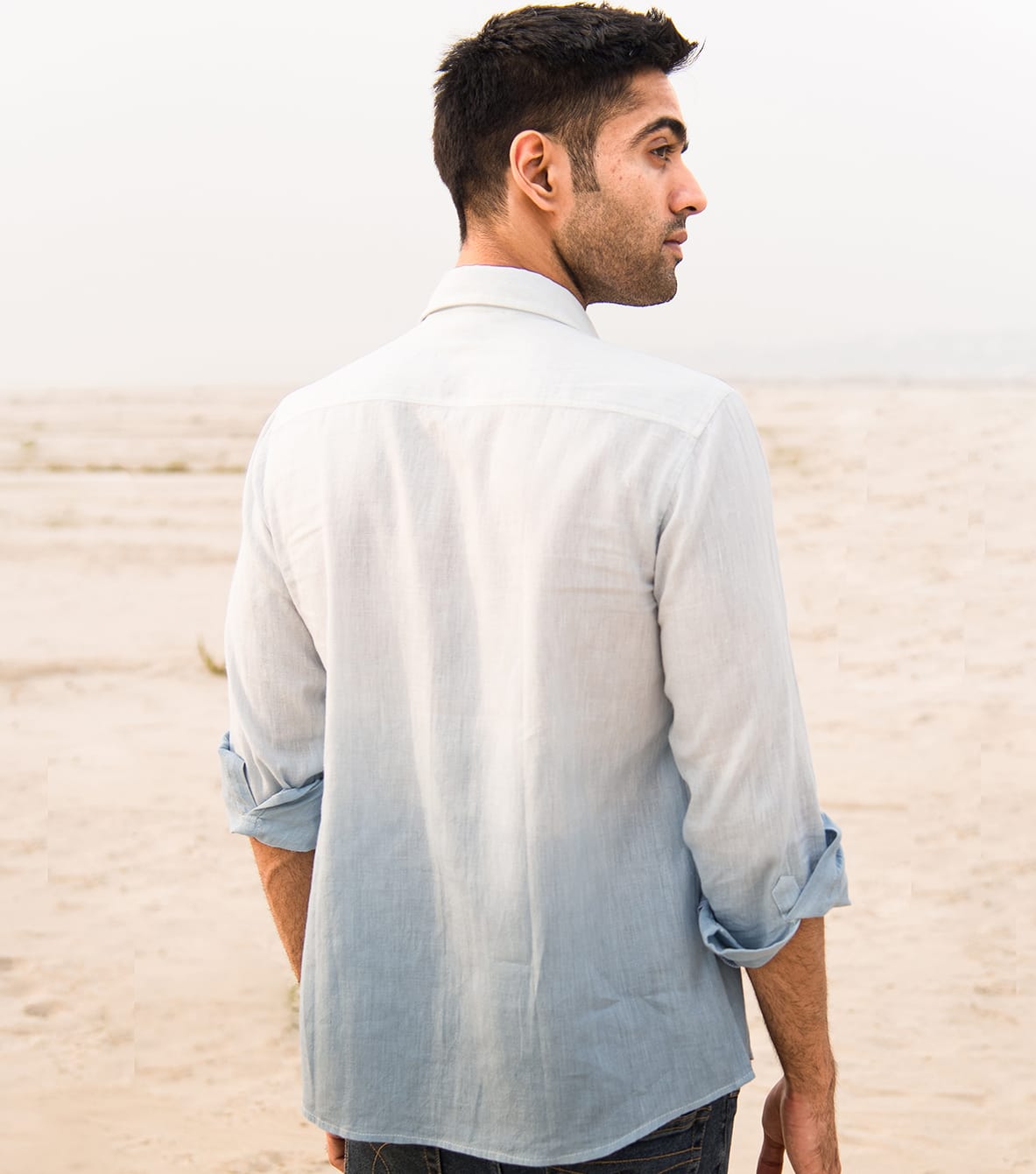 Oceanic Breeze Handwoven Linen Cotton Shirt - Image 3