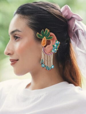 Shilpa!! Handcrafted coconut tree embroidered earcuff