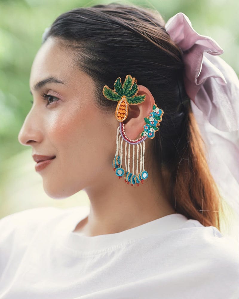 Shilpa!! Handcrafted coconut tree embroidered earcuff